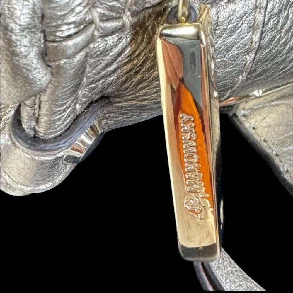 B. Makowsky Pebbled Leather Bronze Shoulder Bag - Picture 7 of 14